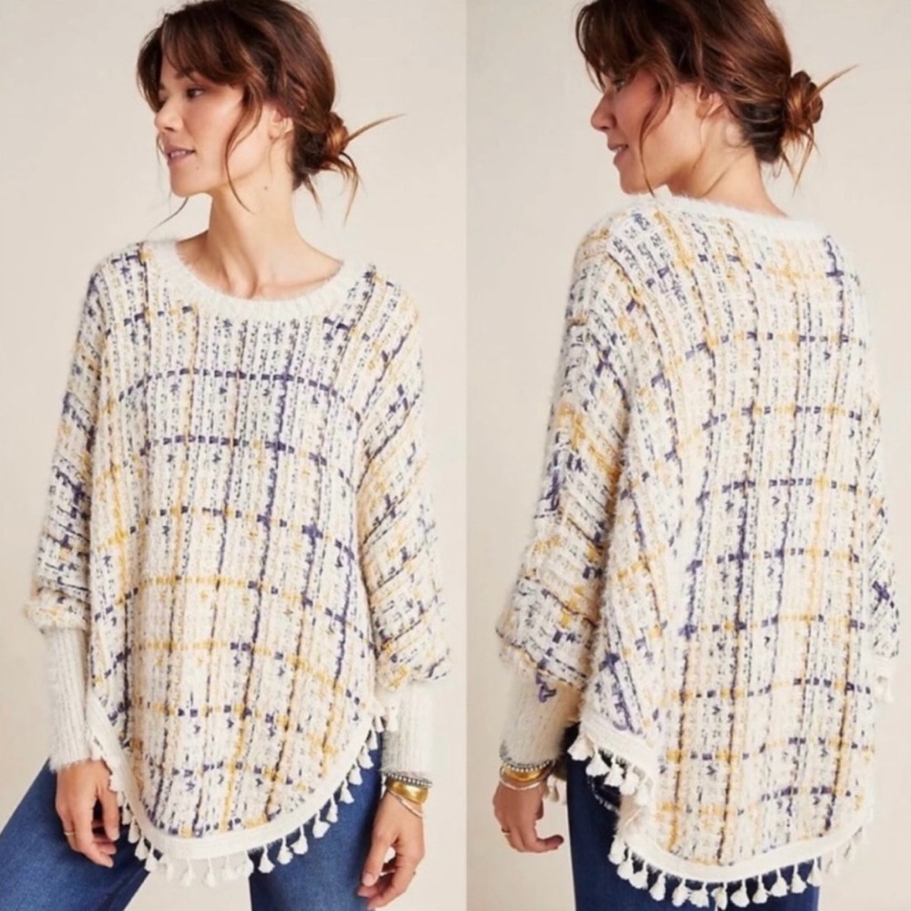 RAGA Dulce Pommed Knit Poncho from Anthropologie